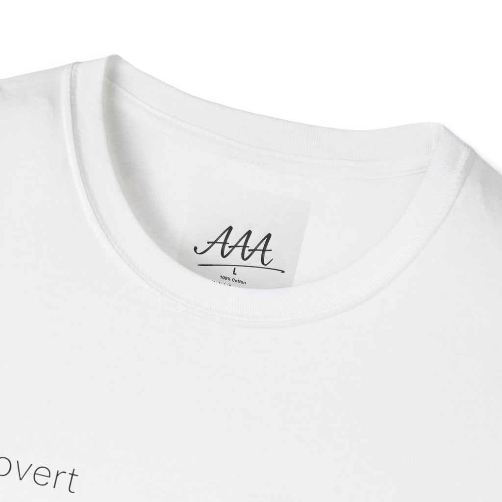 introvert T-Shirt | Minimal Text Tee, Small Chest Print, White Casual Shirt