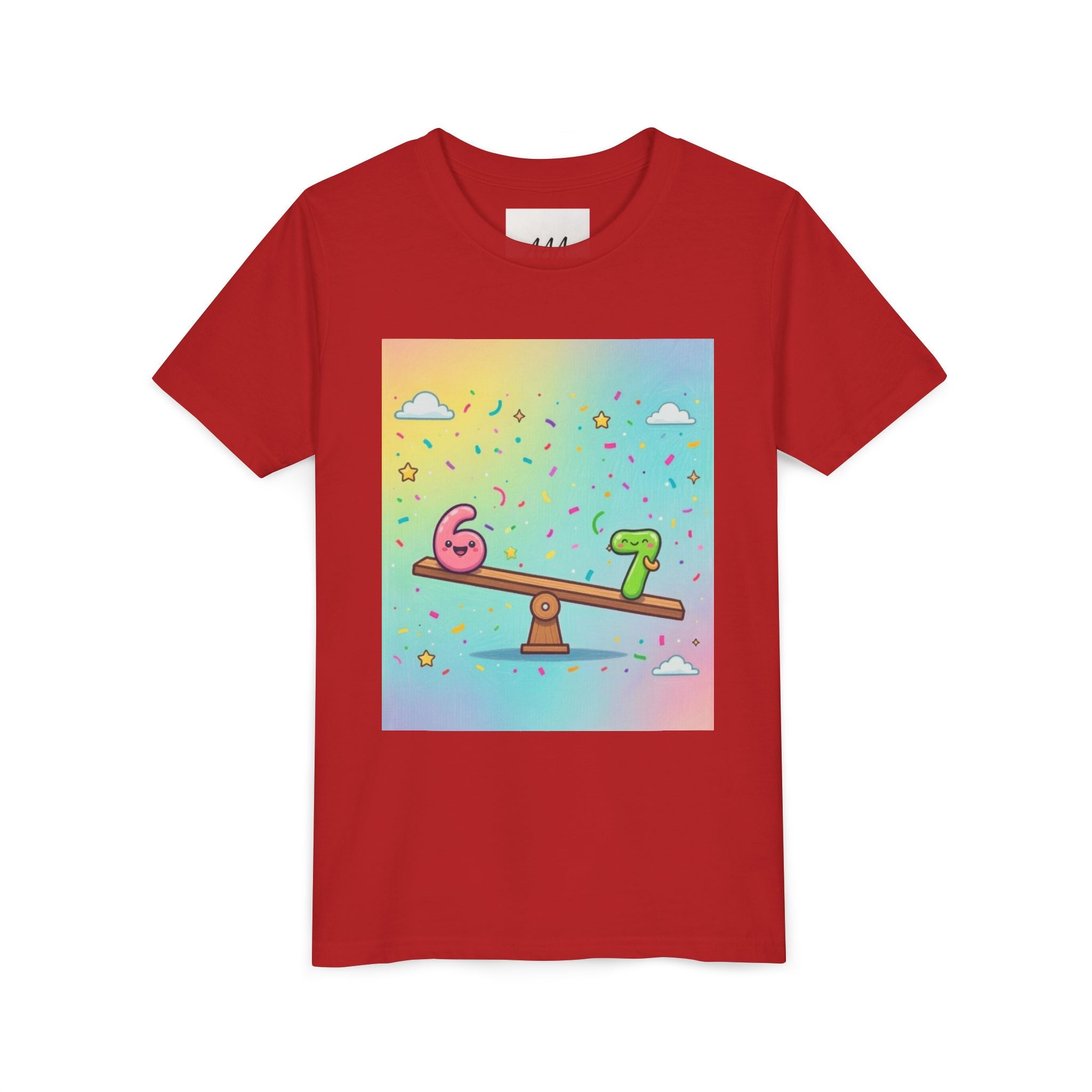 Kids 6 vs 7 Tee Colorful Seesaw Shirt