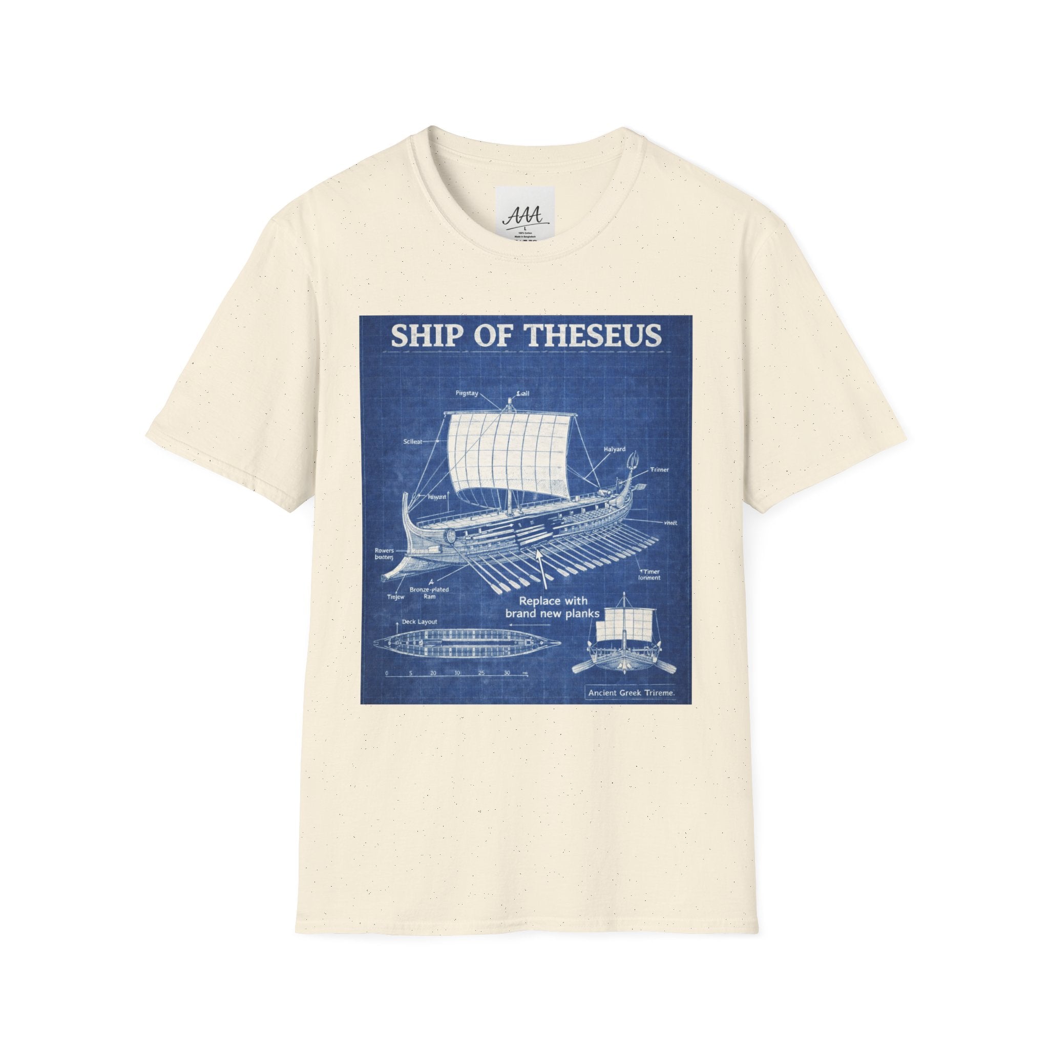 Ship of Theseus Blueprint T-Shirt | Nautical Diagram, Philosophical Art