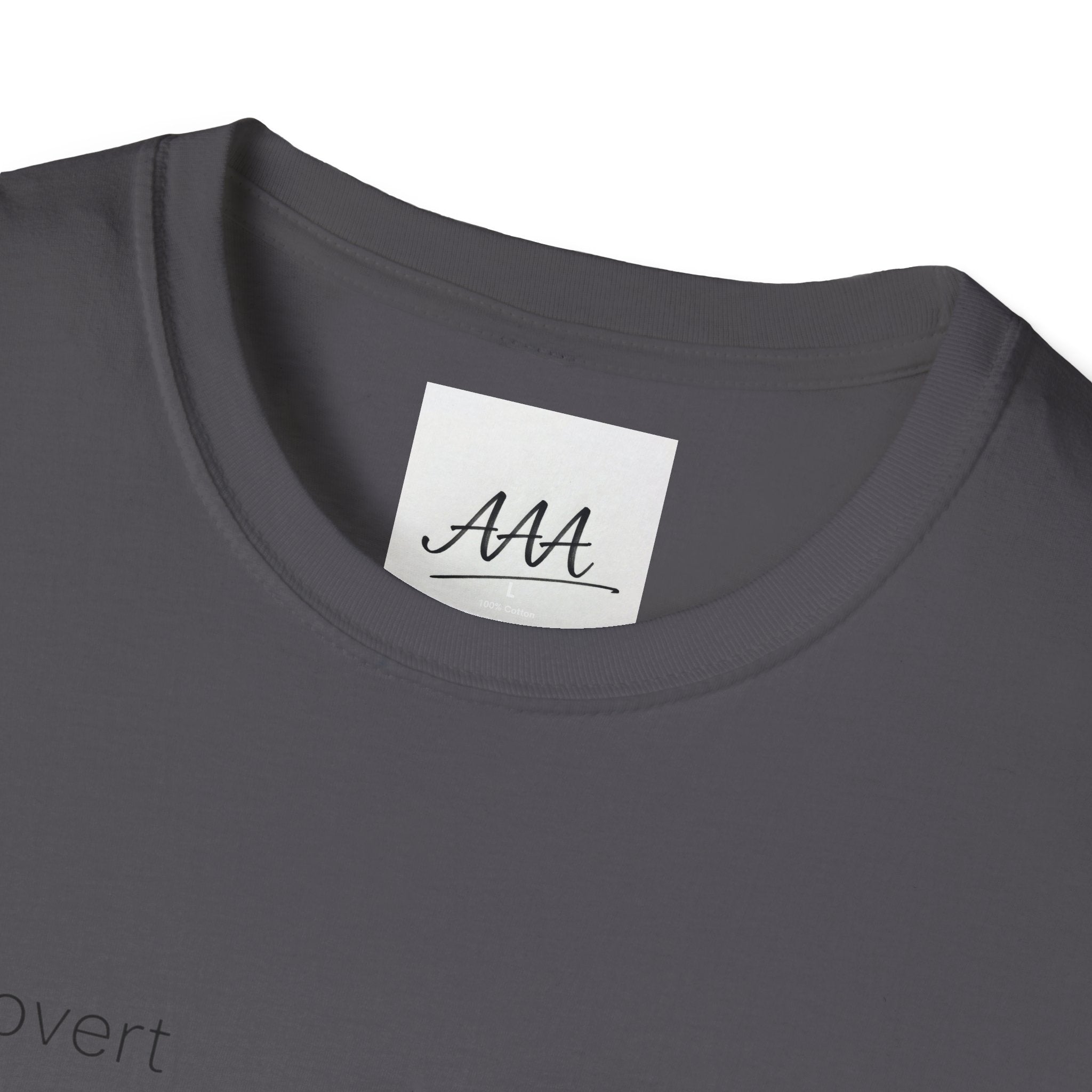 introvert T-Shirt | Minimal Text Tee, Small Chest Print, White Casual Shirt