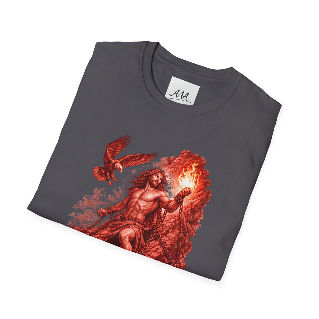 Prometheus Greek Titan T-Shirt | Mythology Titan with Eagle and Fire Unisex T-Shirt | Olympian Collection