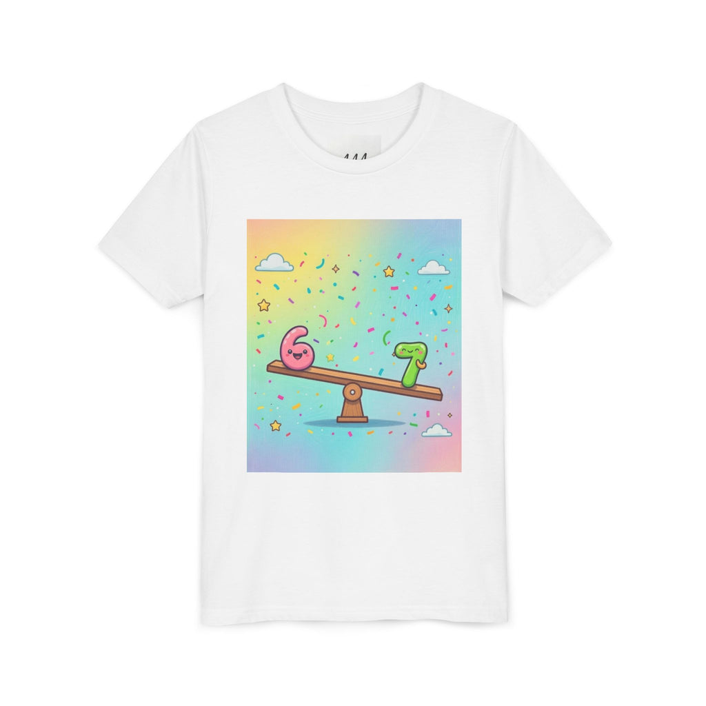 Kids 6 vs 7 Tee Colorful Seesaw Shirt