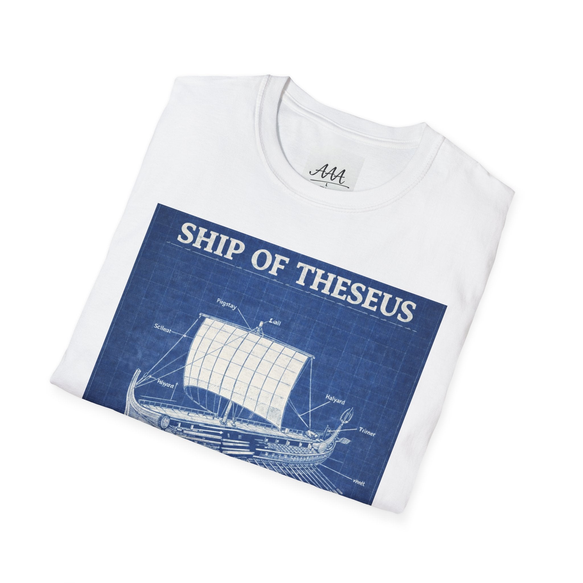 Ship of Theseus Blueprint T-Shirt | Nautical Diagram, Philosophical Art