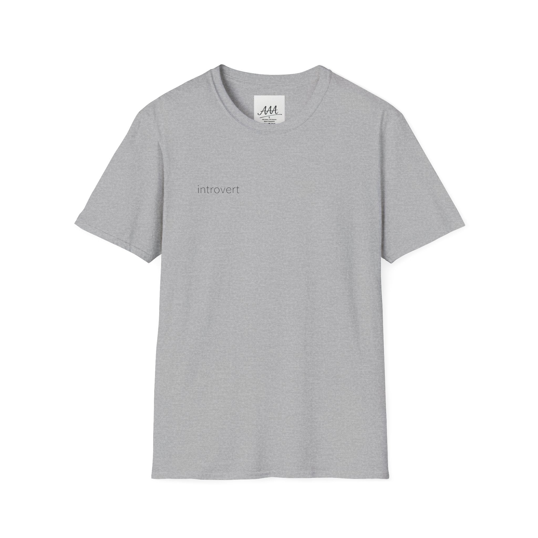 introvert T-Shirt | Minimal Text Tee, Small Chest Print, White Casual Shirt