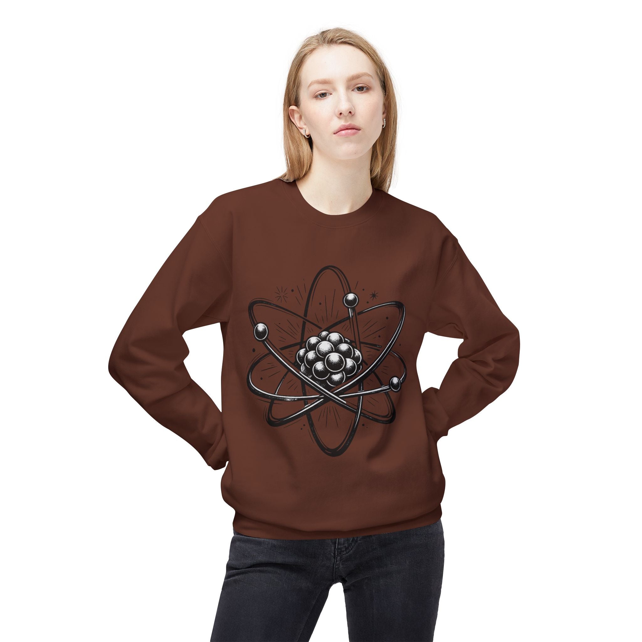 Retro Atom Illustration Sweatshirt | Science Molecule Graphic Crewneck