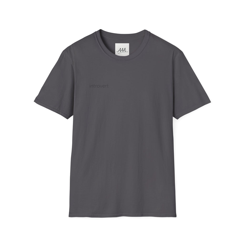 introvert T-Shirt | Minimal Text Tee, Small Chest Print, White Casual Shirt
