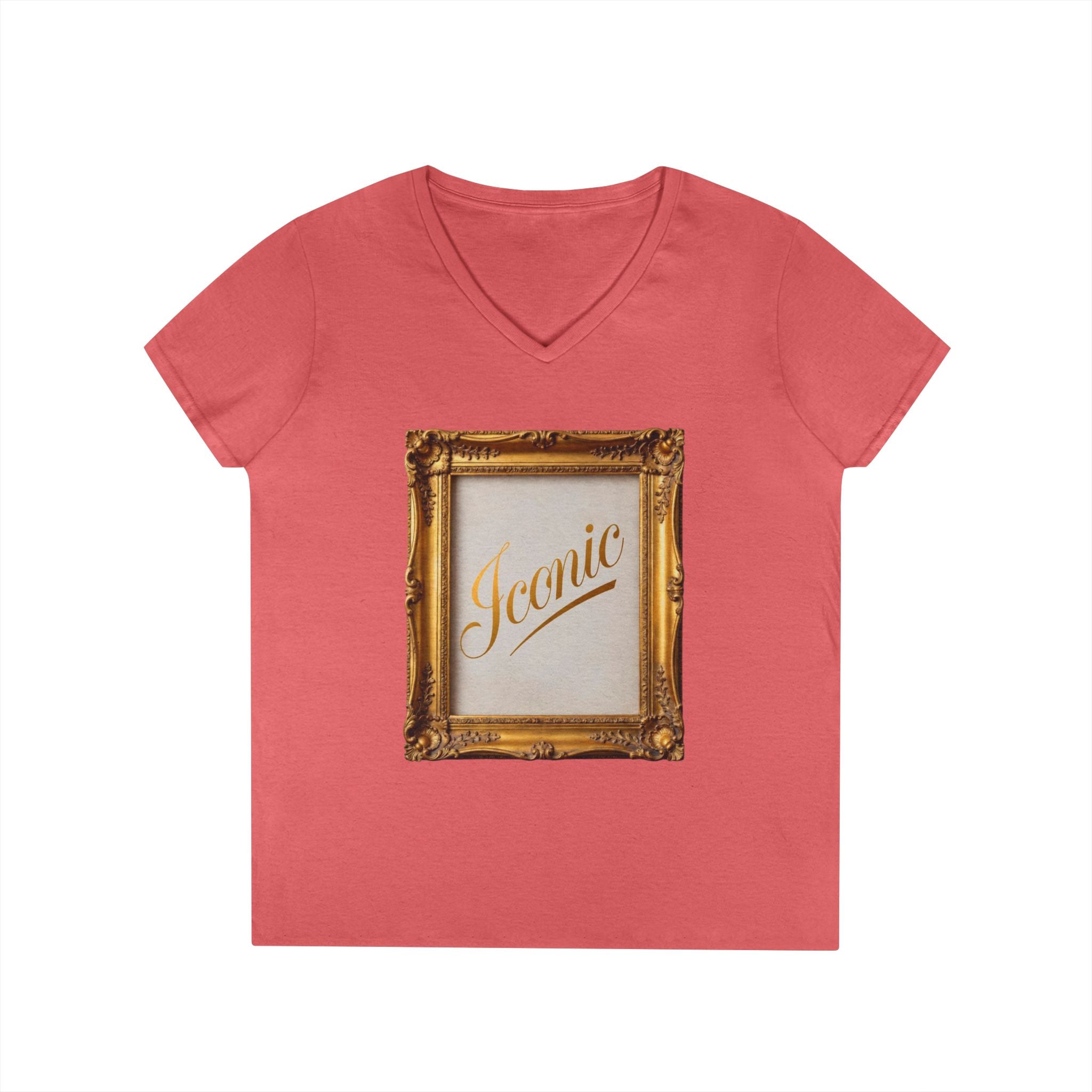 Iconic Gold Frame V-Neck T-Shirt | Elegant Women Graphic Tee | Sassy Self-Love Gift | Bold Statement Shirt | Unisex Soft Cotton