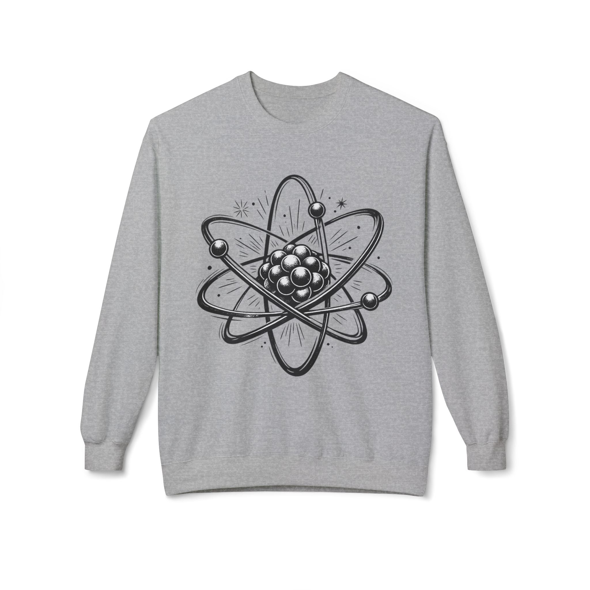 Retro Atom Illustration Sweatshirt | Science Molecule Graphic Crewneck
