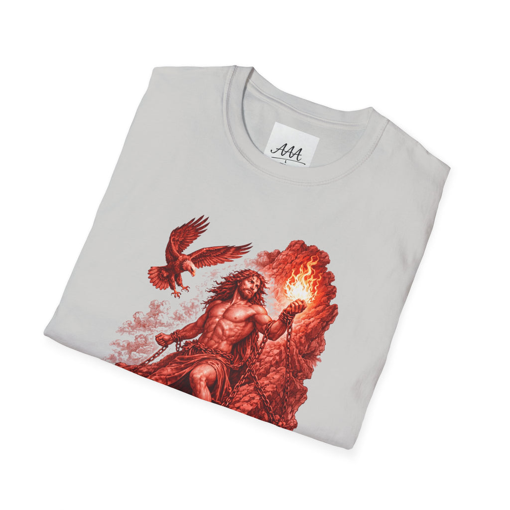 Prometheus Greek Titan T-Shirt | Mythology Titan with Eagle and Fire Unisex T-Shirt | Olympian Collection