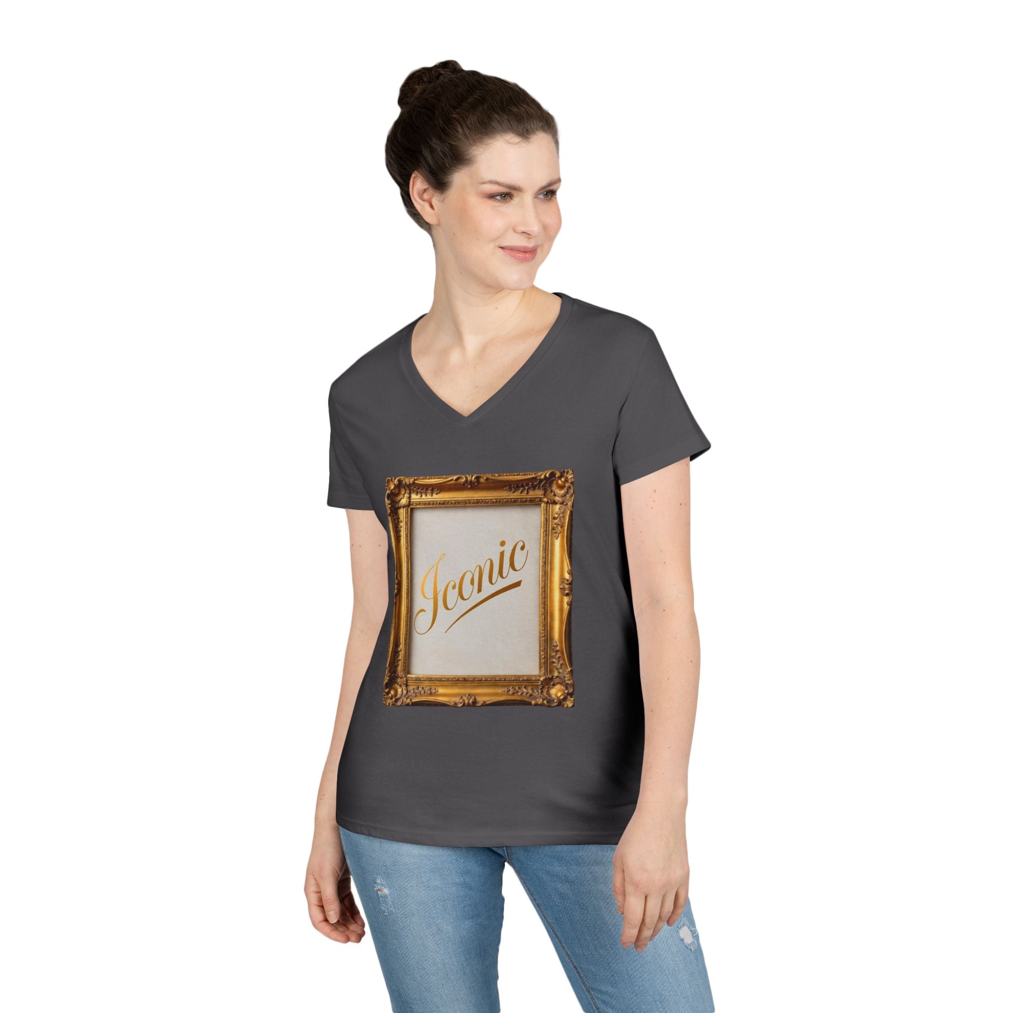Iconic Gold Frame V-Neck T-Shirt