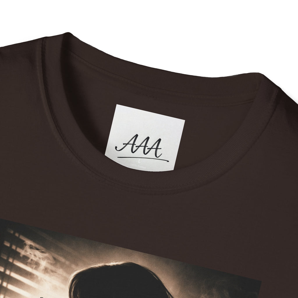 Femme Fatale silhouette T-Shirt | Noir retro poster style, red script