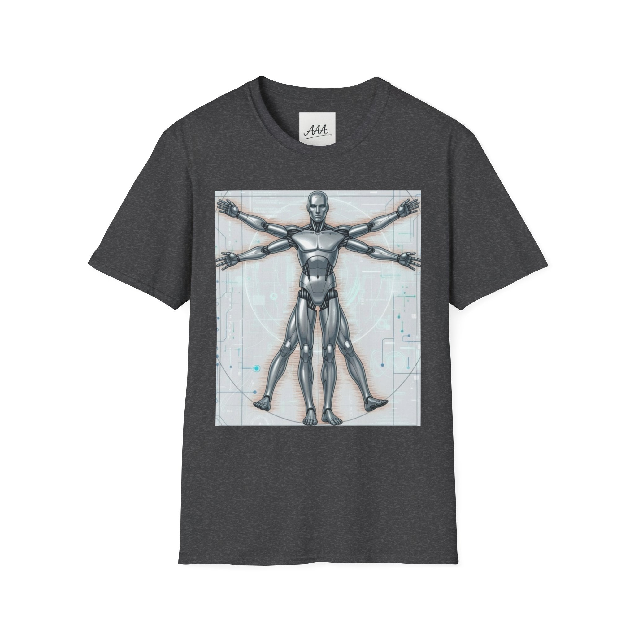 Cybernetic Vitruvian Man T-Shirt | Futuristic Anatomy Graphic Tee