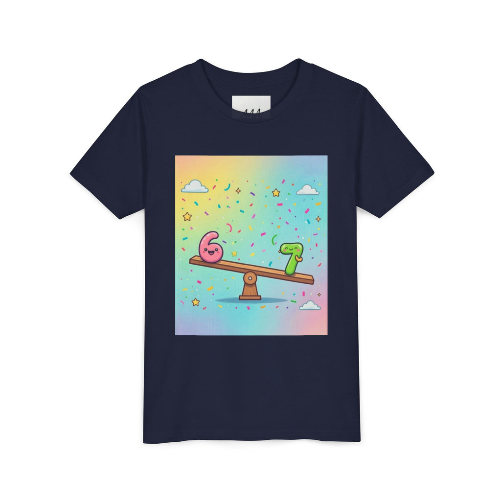 Kids 6 vs 7 Tee Colorful Seesaw Shirt