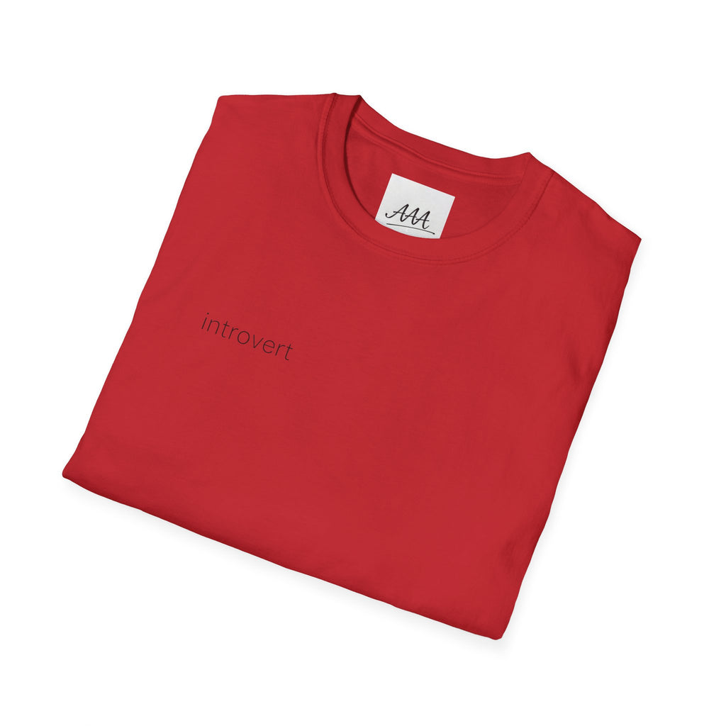 introvert T-Shirt | Minimal Text Tee, Small Chest Print, White Casual Shirt