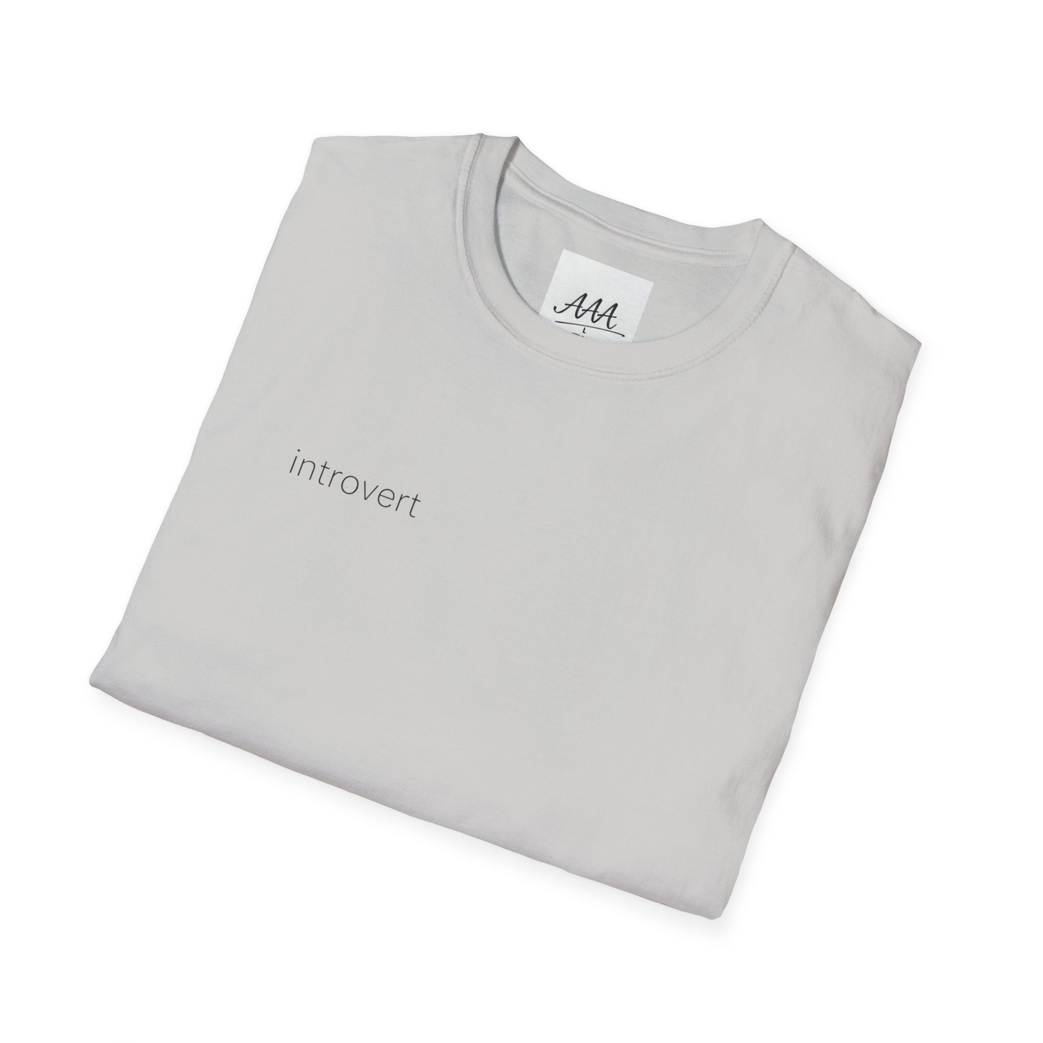 introvert T-Shirt | Minimal Text Tee, Small Chest Print, White Casual Shirt