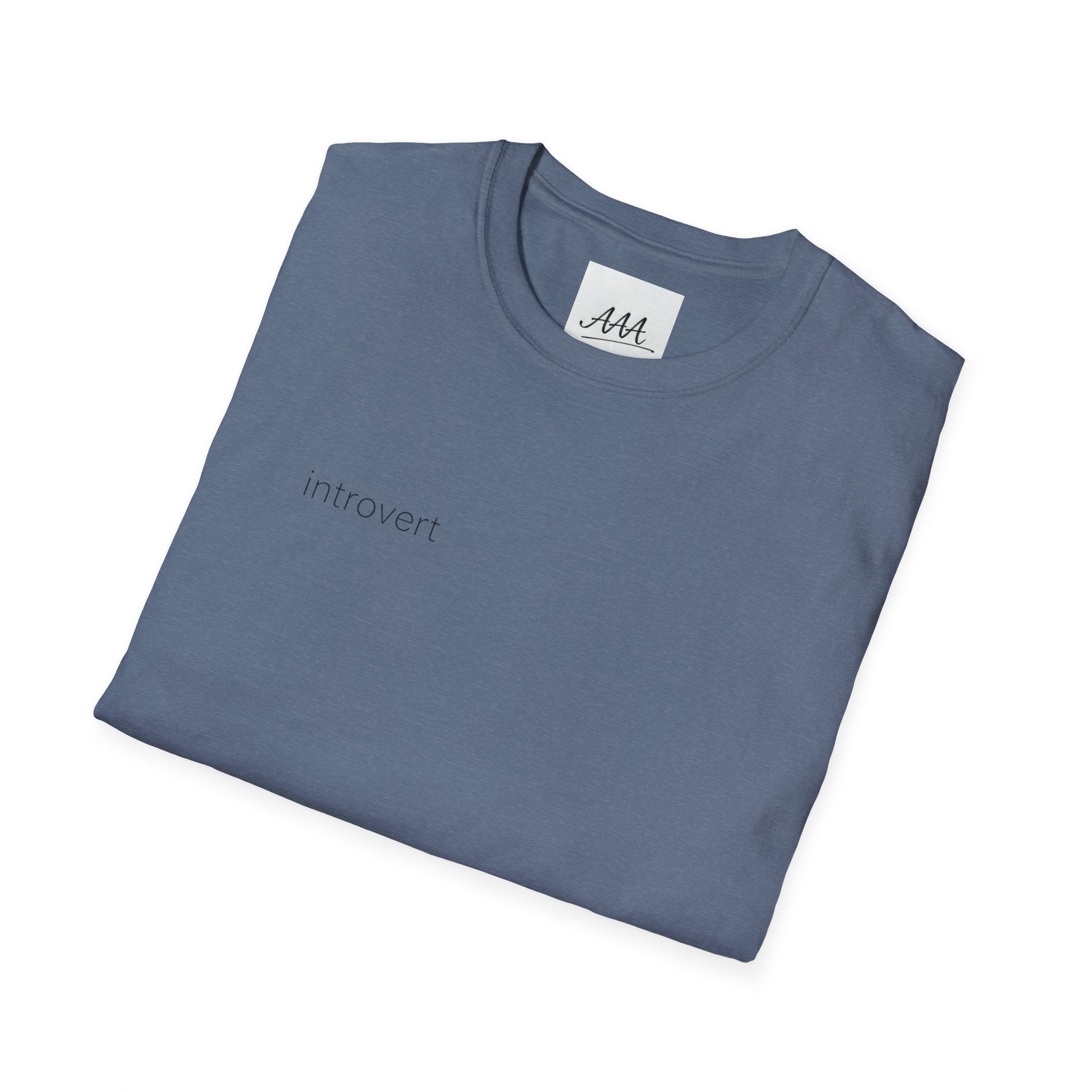 introvert T-Shirt | Minimal Text Tee, Small Chest Print, White Casual Shirt