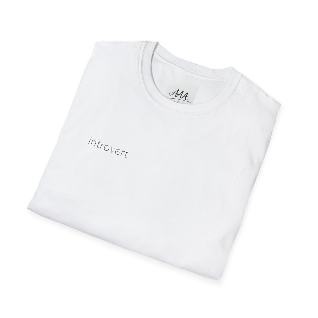 introvert T-Shirt | Minimal Text Tee, Small Chest Print, White Casual Shirt