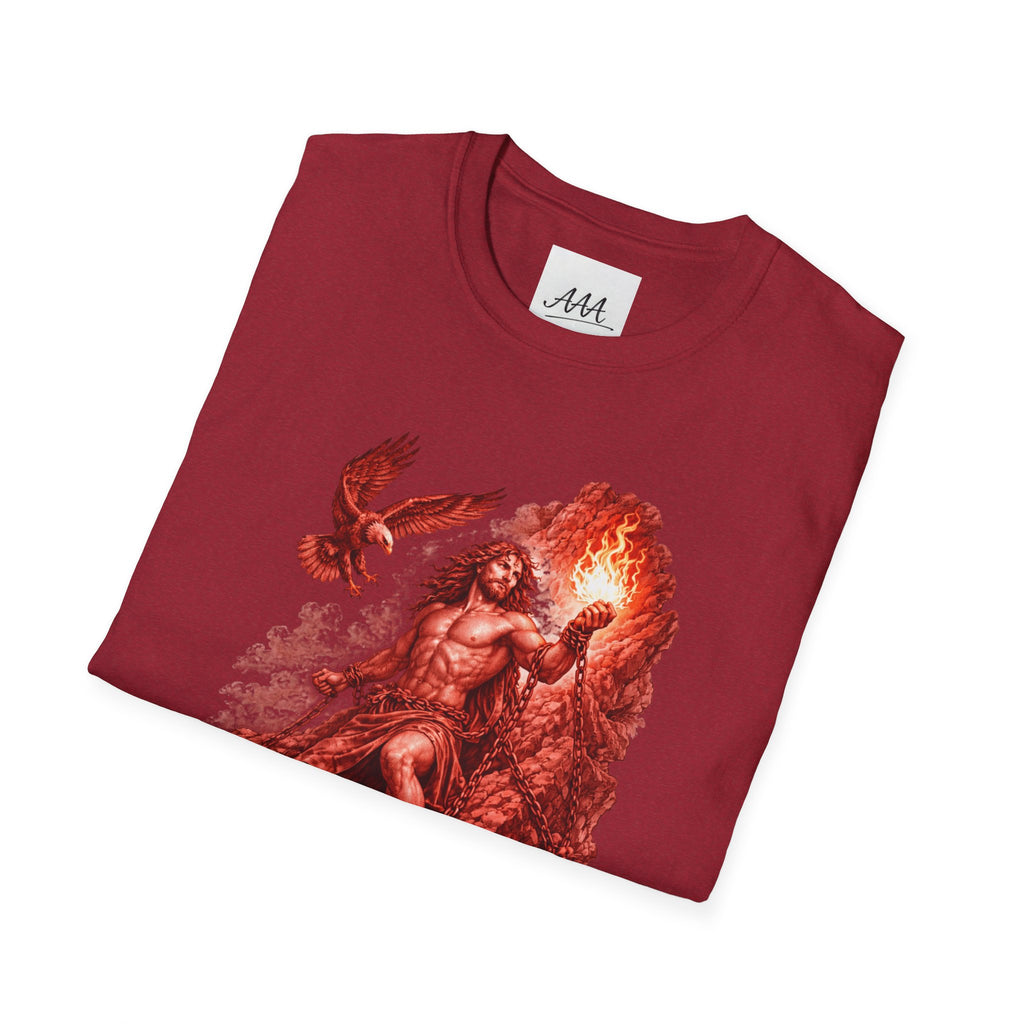Prometheus Greek Titan T-Shirt | Mythology Titan with Eagle and Fire Unisex T-Shirt | Olympian Collection