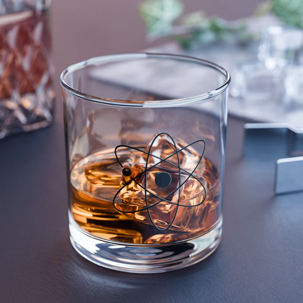 Atomic Atom Illustration Rocks Glass | 10oz Science Whiskey Tumbler