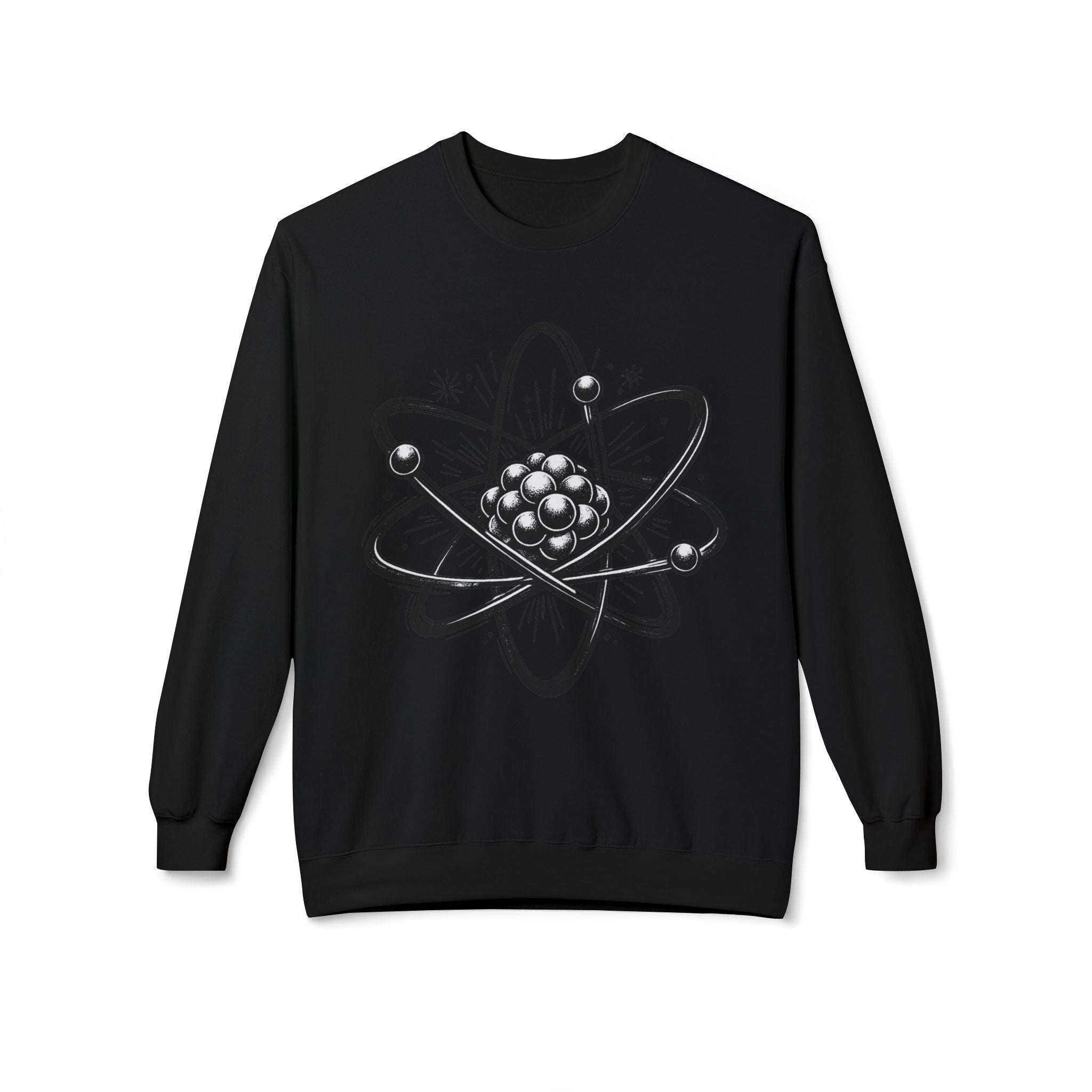 Retro Atom Illustration Sweatshirt | Science Molecule Graphic Crewneck | STEM Gift | Chemistry Teacher Shirt | Nerd Aesthetic Pullover