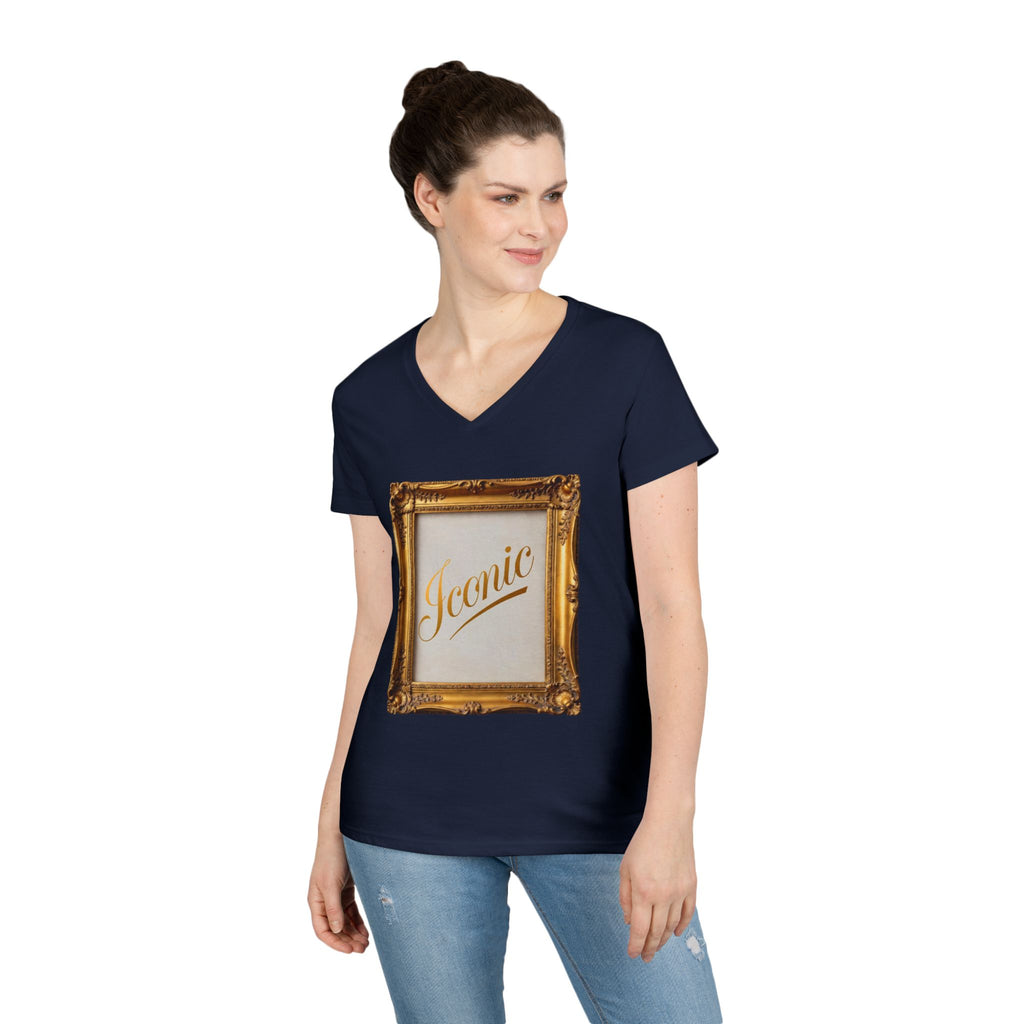 Iconic Gold Frame V-Neck T-Shirt