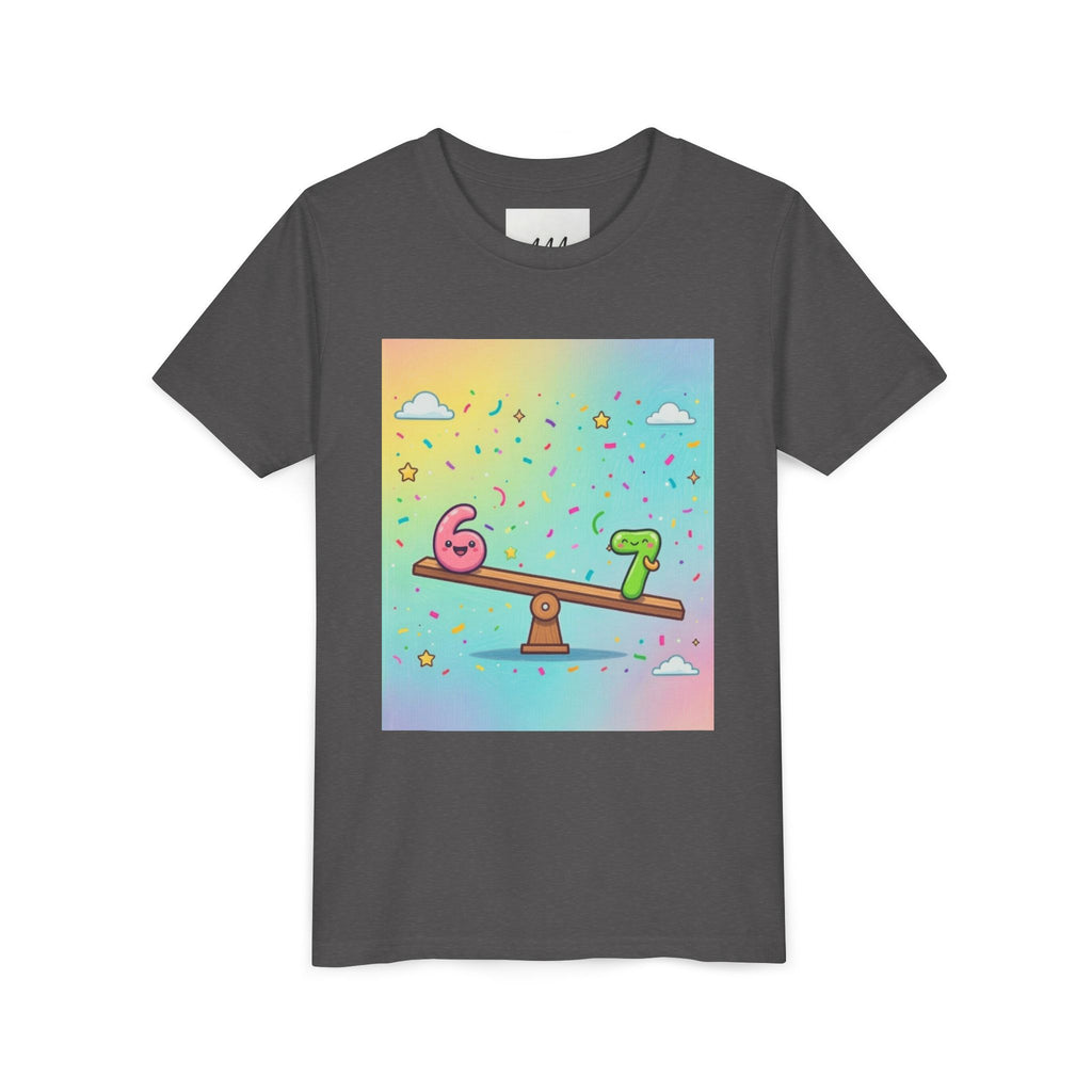 Kids 6 vs 7 Tee Colorful Seesaw Shirt