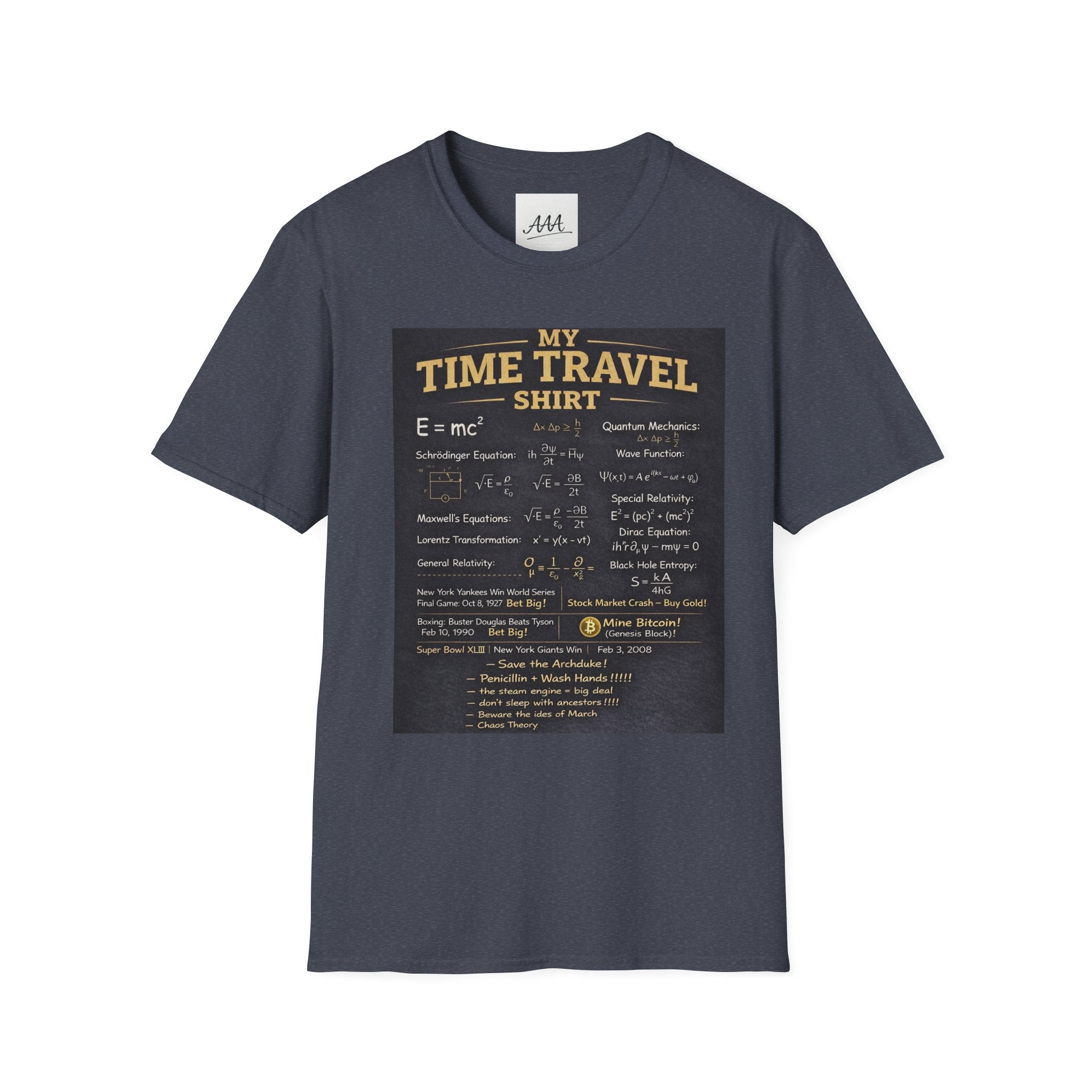 My Time Travel Shirt | Funny Physics Equations Time Traveler T-Shirt | Quantum Mechanics History Betting Unisex Tee