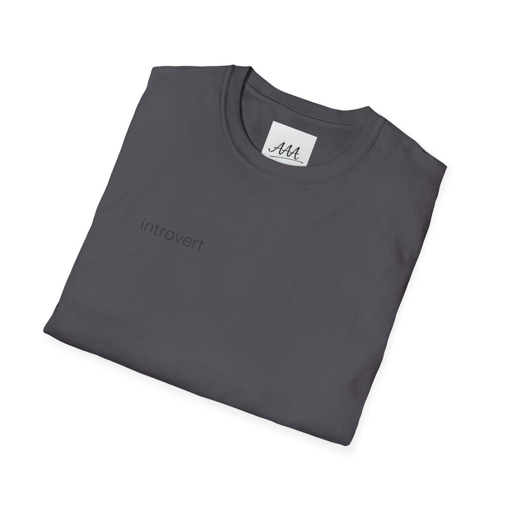 introvert T-Shirt | Minimal Text Tee, Small Chest Print, White Casual Shirt
