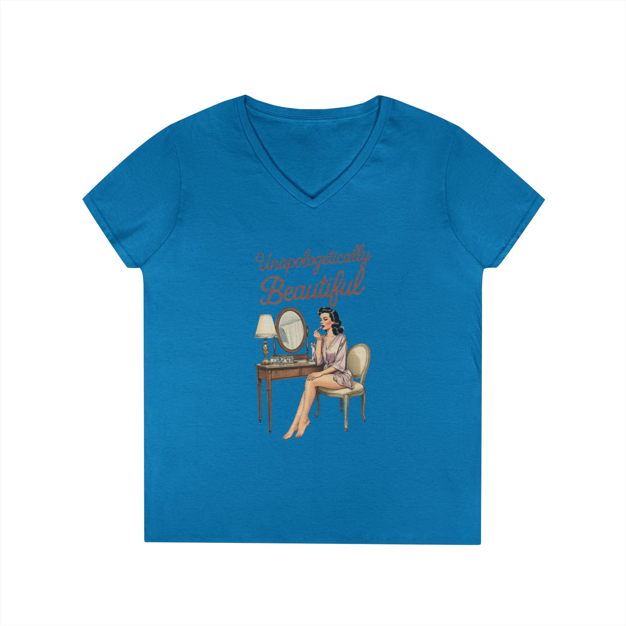 Unapologetically Beautiful V-Neck Tee Retro Vanity Graphic Ladies' T-Shirt