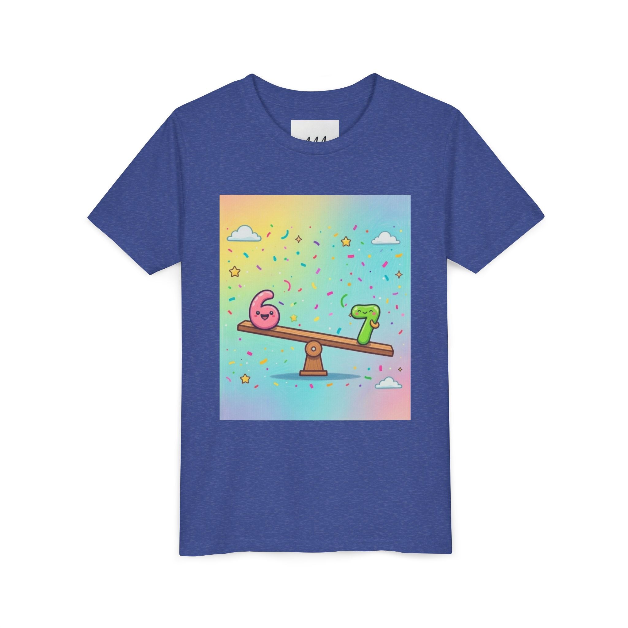 Kids 6 vs 7 Tee Colorful Seesaw Shirt