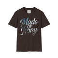 Made of Irony T-Shirt | Funny Science Pun Graphic Tee | Chemistry Humor Shirt | Nerdy Gift for Him | STEM Sarcasm Tee