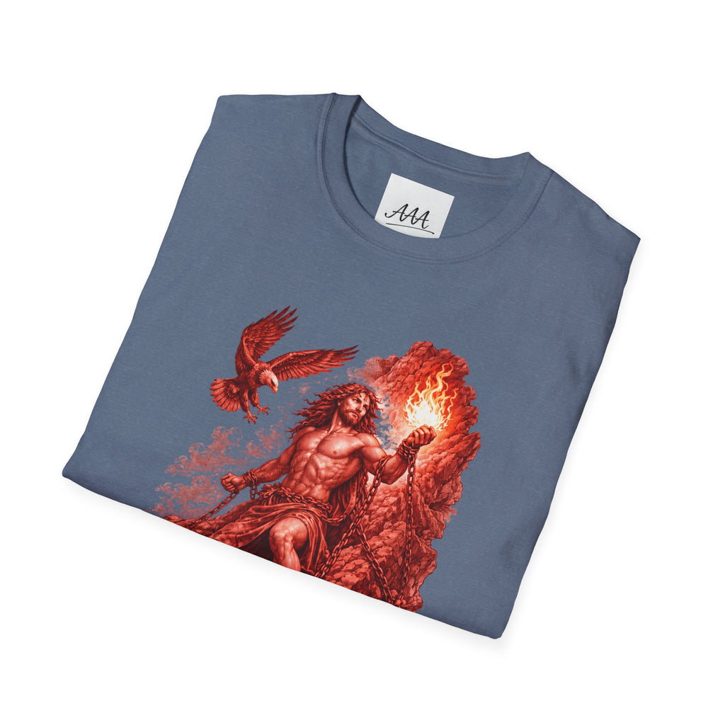 Prometheus Greek Titan T-Shirt | Mythology Titan with Eagle and Fire Unisex T-Shirt | Olympian Collection