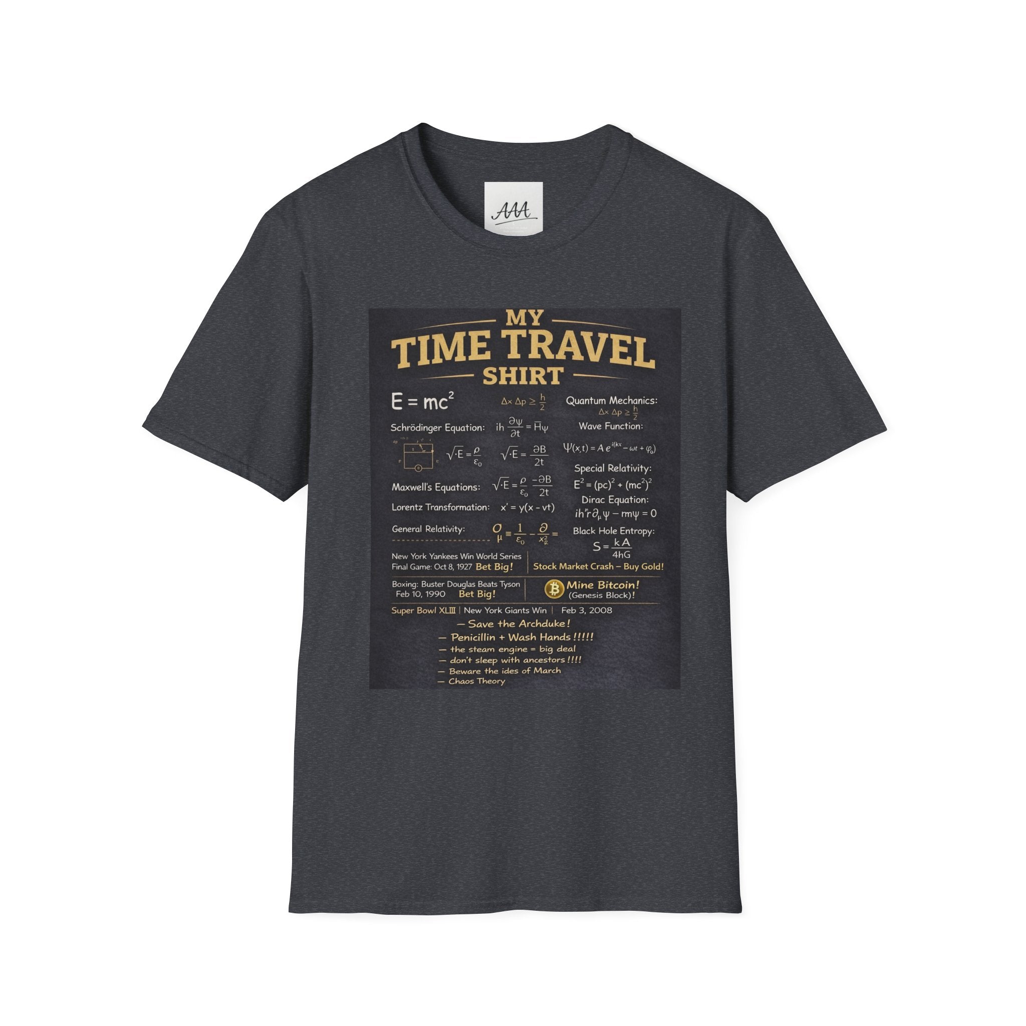 My Time Travel Shirt | Funny Physics Equations Time Traveler T-Shirt | Quantum Mechanics History Betting Unisex Tee