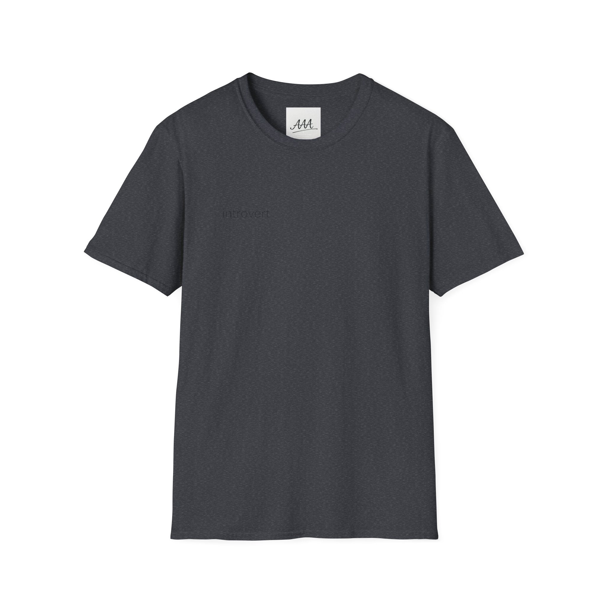 introvert T-Shirt | Minimal Text Tee, Small Chest Print, White Casual Shirt