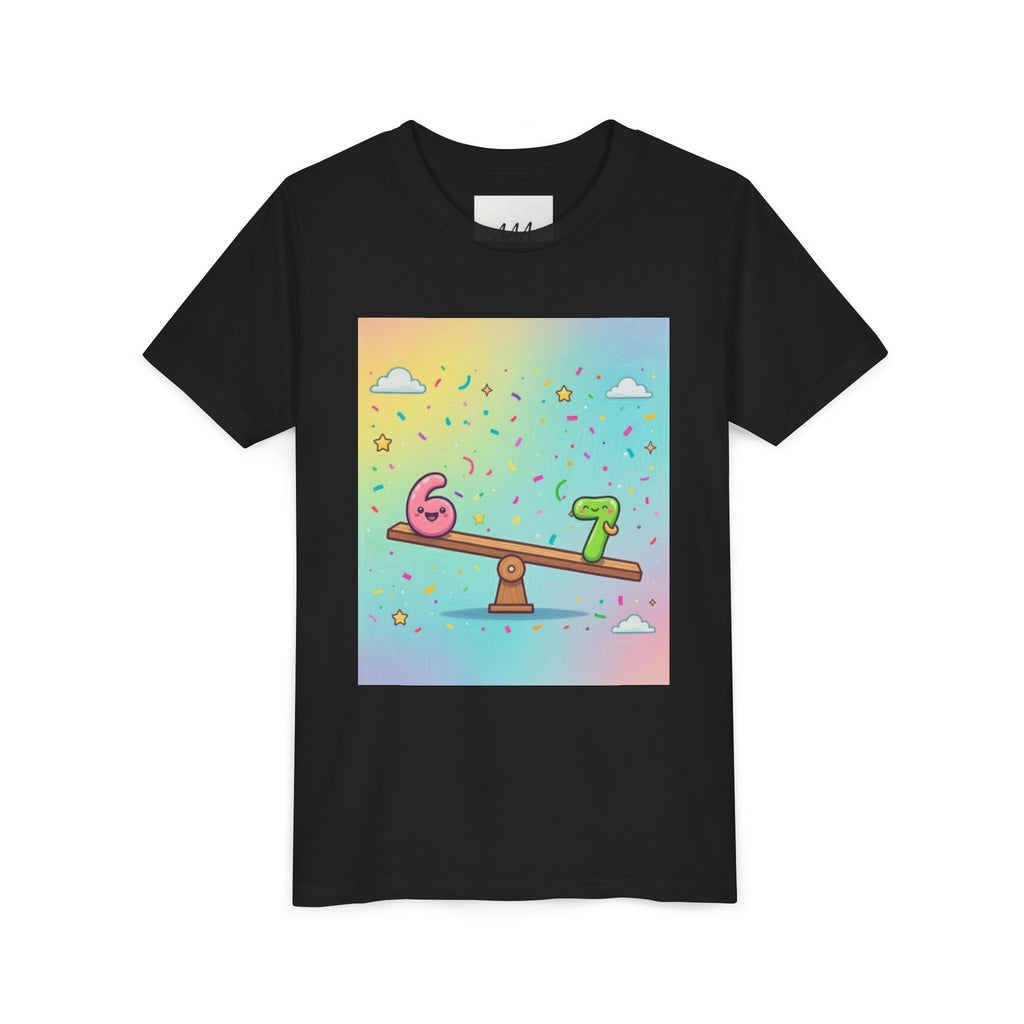Kids 6 vs 7 Tee Colorful Seesaw Shirt