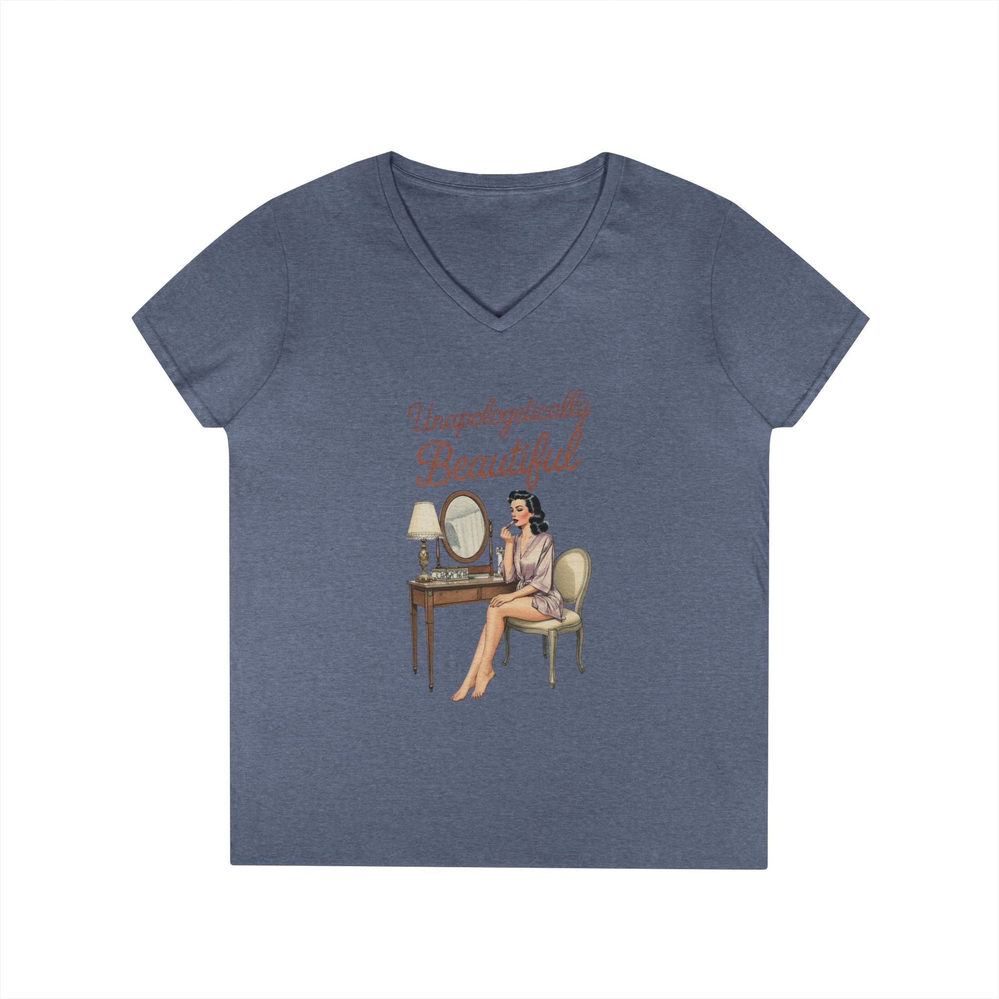 Unapologetically Beautiful V-Neck Tee Retro Vanity Graphic Ladies' T-Shirt