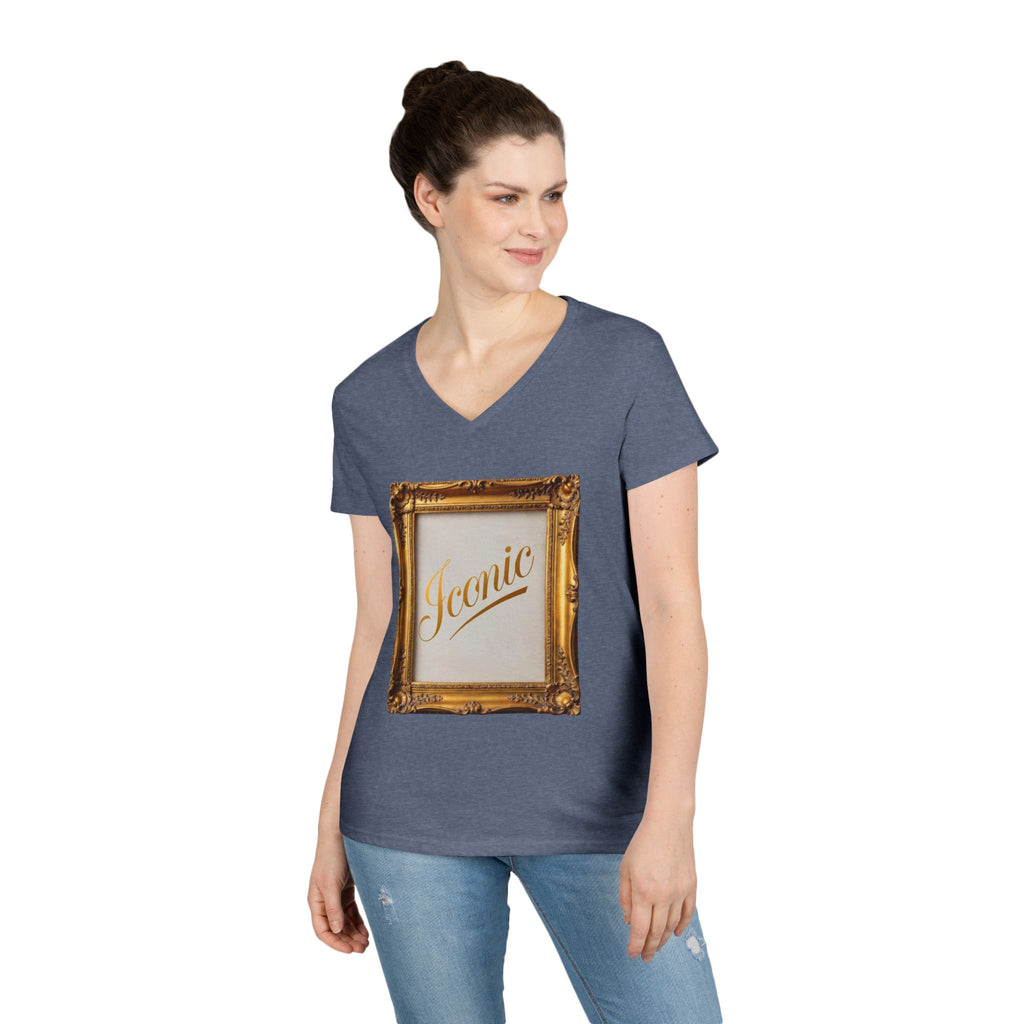 Iconic Gold Frame V-Neck T-Shirt