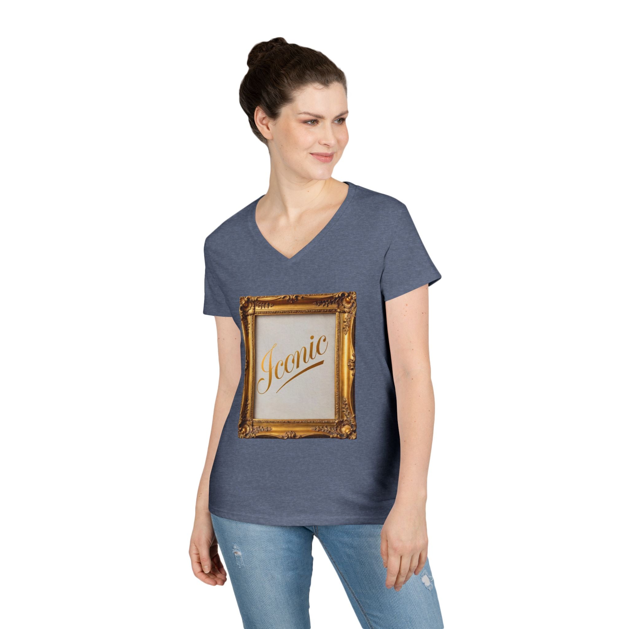 Iconic Gold Frame V-Neck T-Shirt