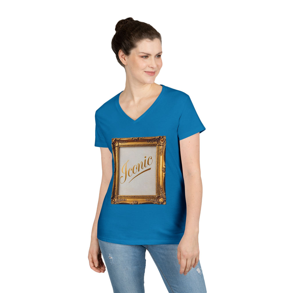 Iconic Gold Frame V-Neck T-Shirt