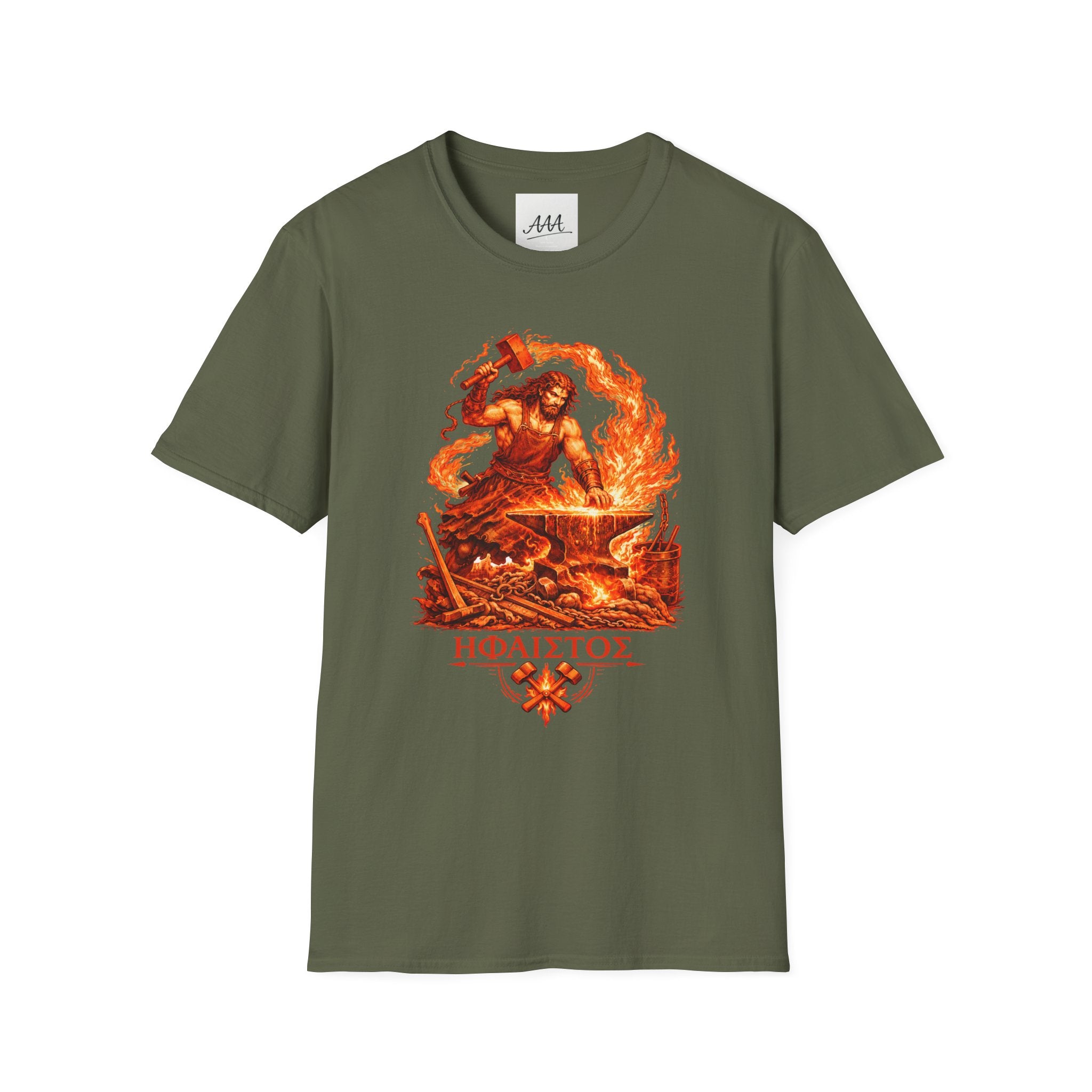 Hephaestus T-Shirt | Greek God of the Forge Mythology Tee | Ancient Greece Graphic Shirt | Gift for Craftsman | Unisex Soft Cotton