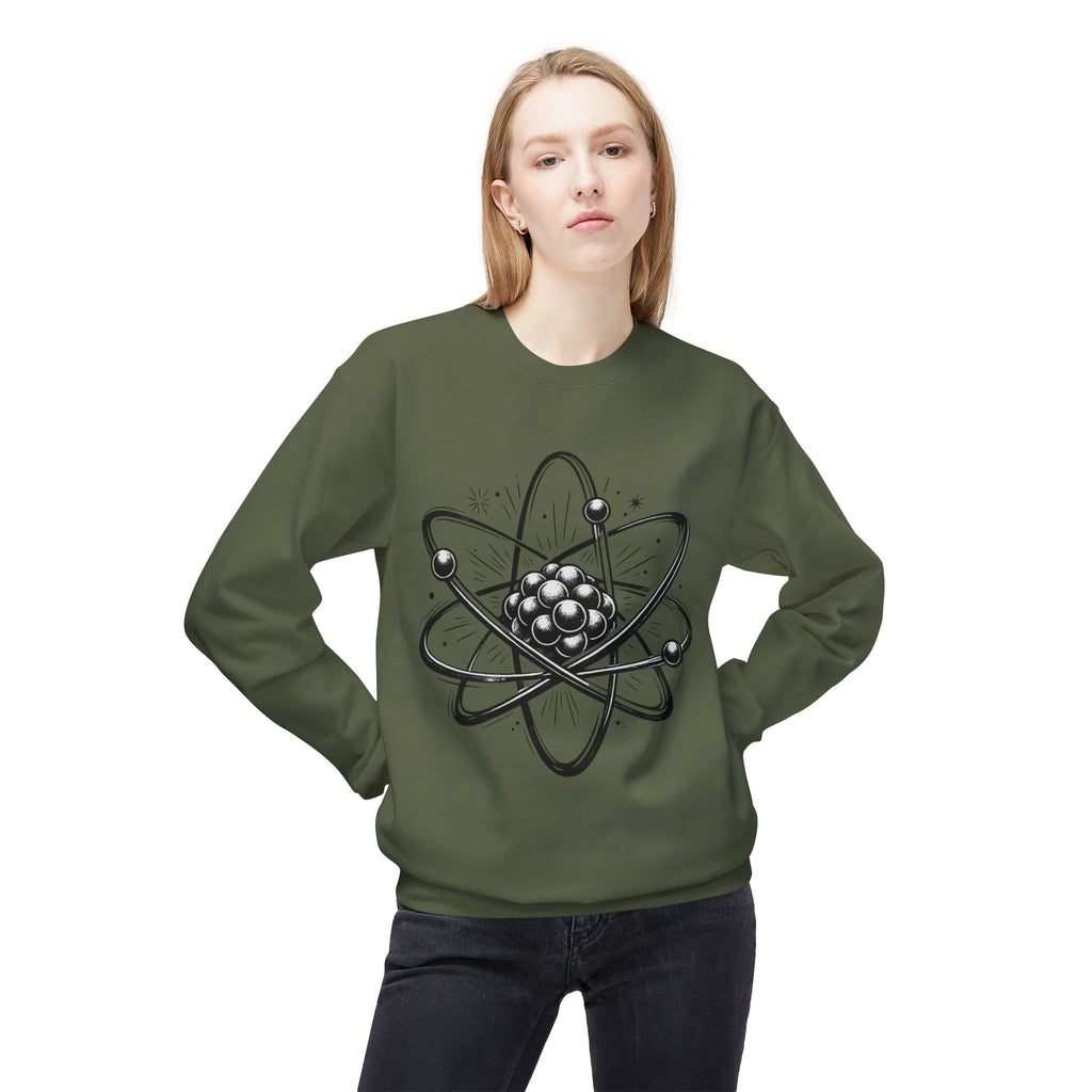 Retro Atom Illustration Sweatshirt | Science Molecule Graphic Crewneck