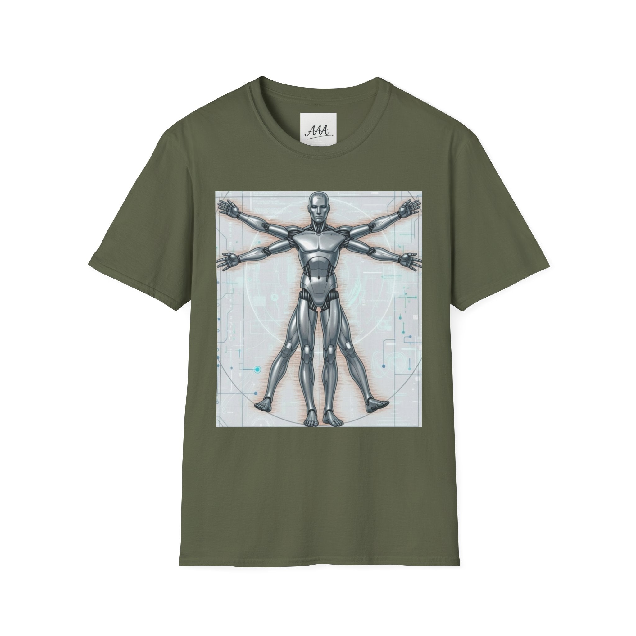 Cybernetic Vitruvian Man T-Shirt | Futuristic Anatomy Graphic Tee