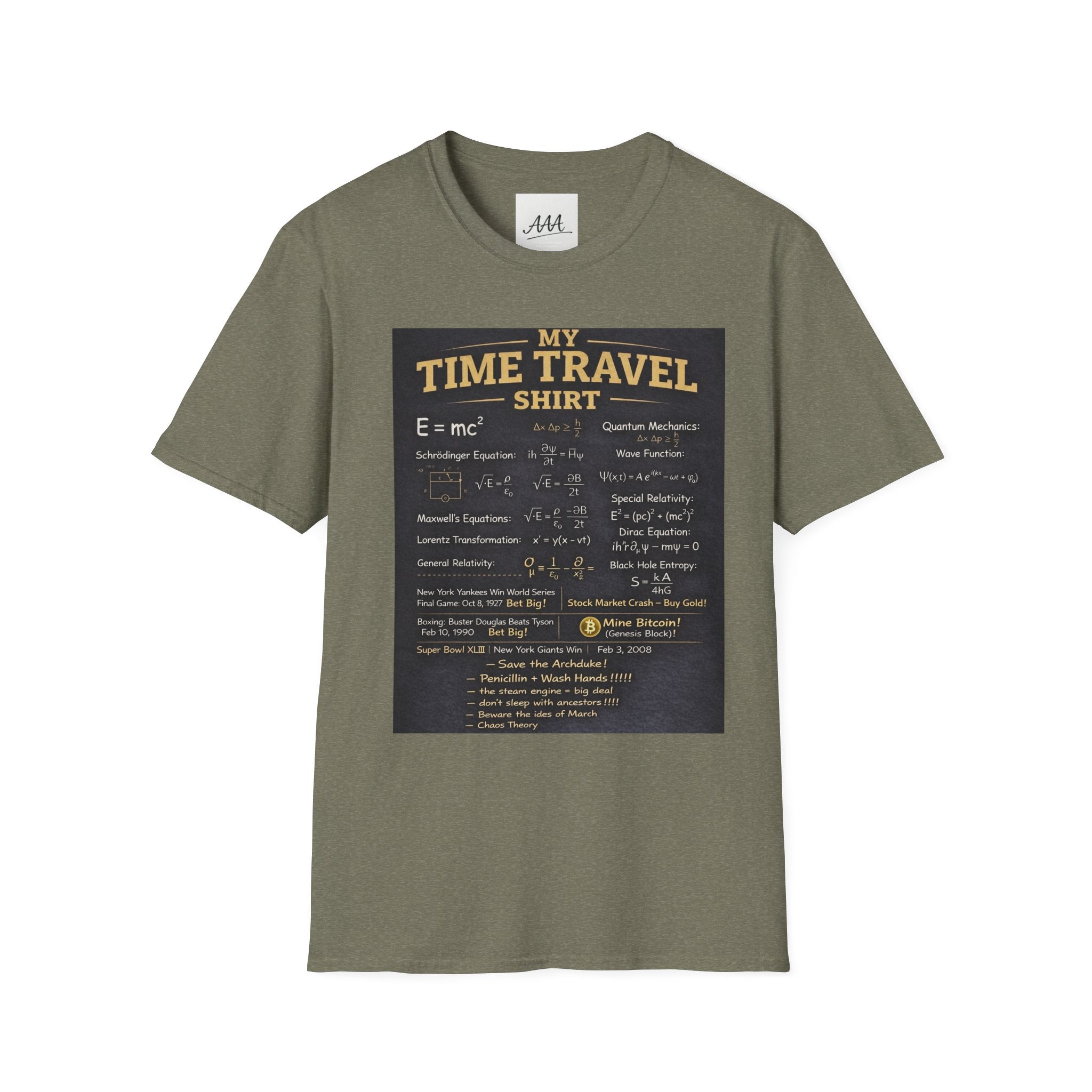 My Time Travel Shirt | Funny Physics Equations Time Traveler T-Shirt | Quantum Mechanics History Betting Unisex Tee