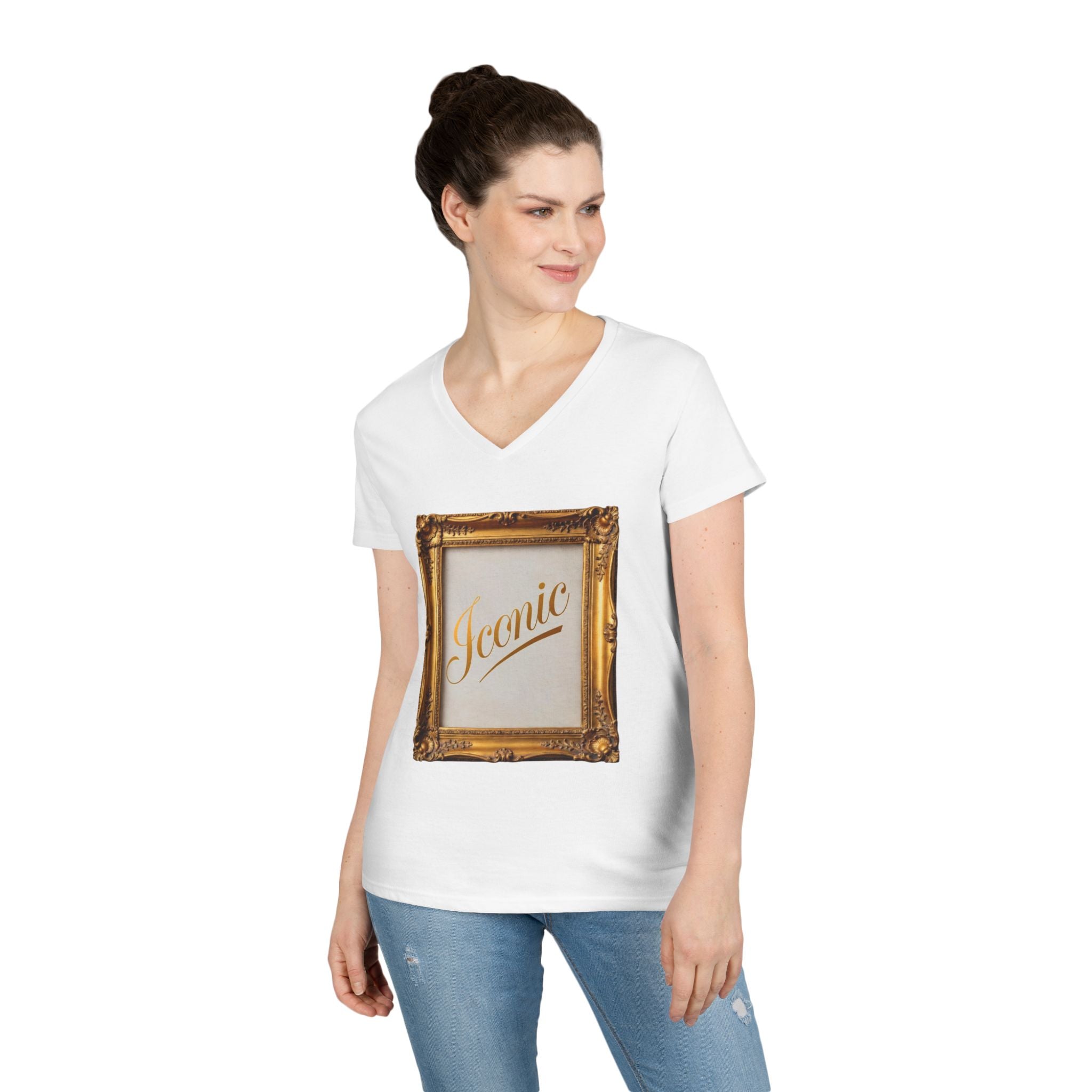 Iconic Gold Frame V-Neck T-Shirt