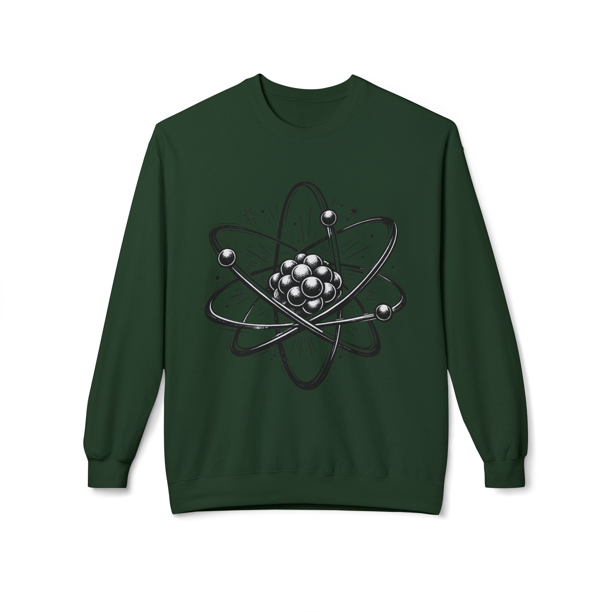 Retro Atom Illustration Sweatshirt | Science Molecule Graphic Crewneck