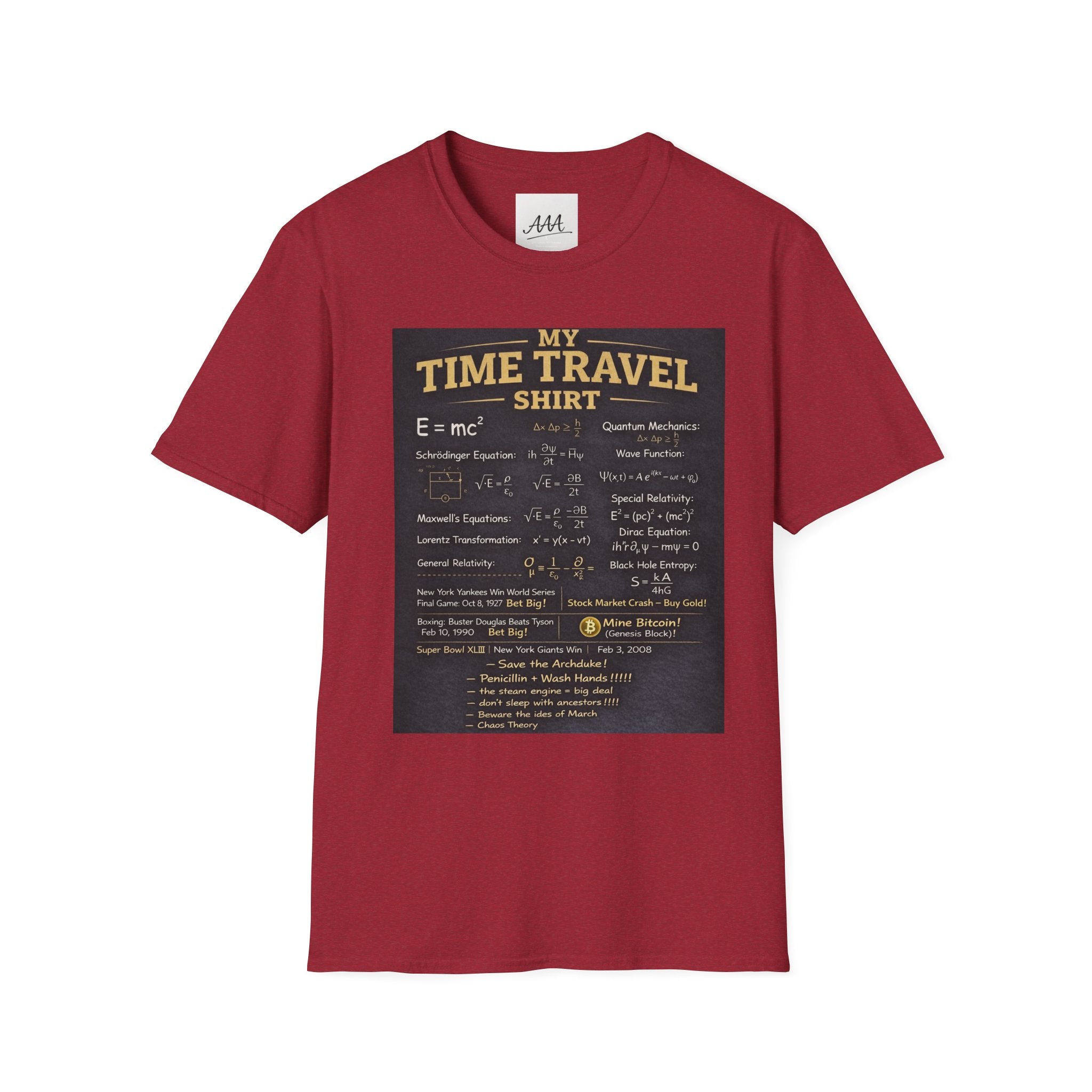 My Time Travel Shirt | Funny Physics Equations Time Traveler T-Shirt | Quantum Mechanics History Betting Unisex Tee