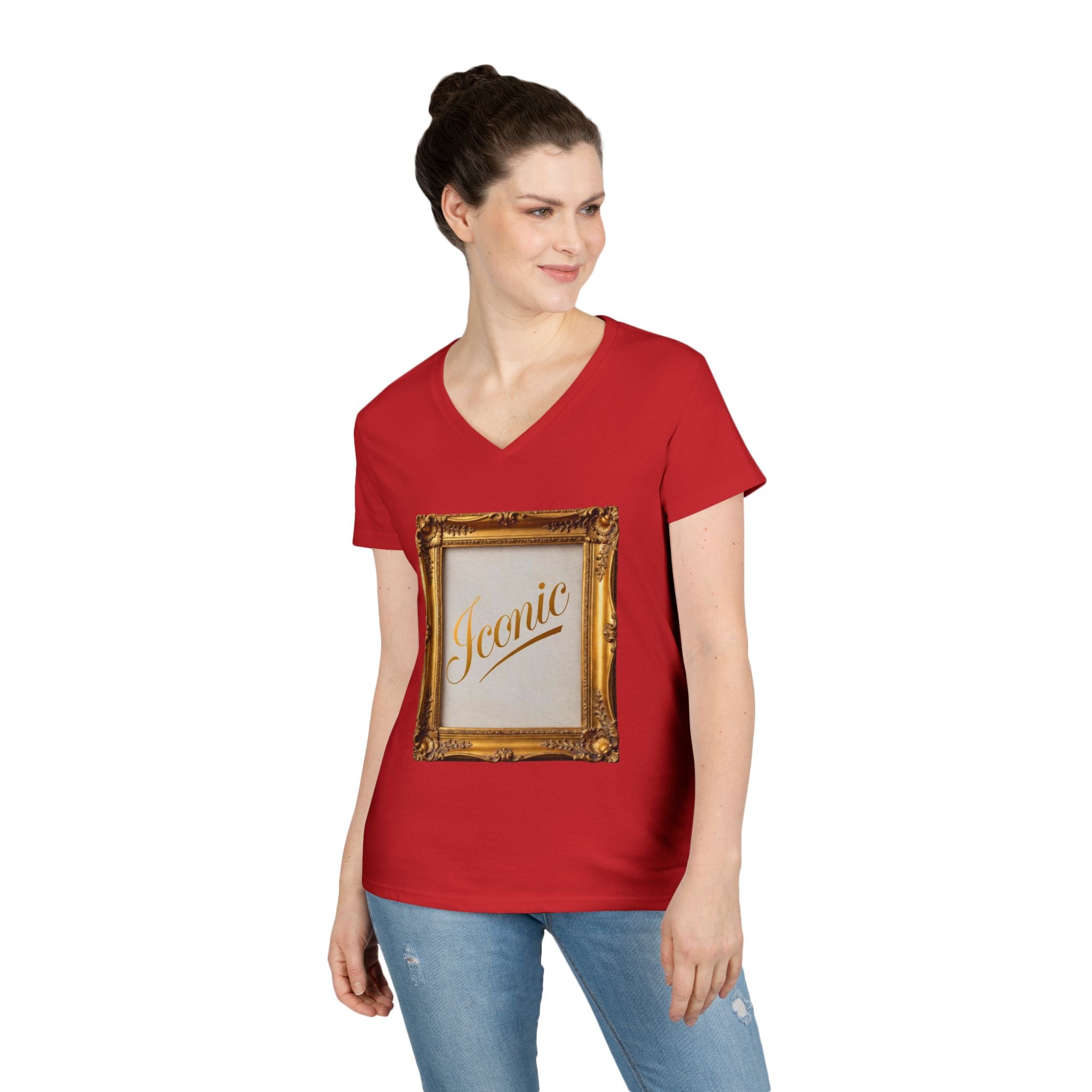 Iconic Gold Frame V-Neck T-Shirt