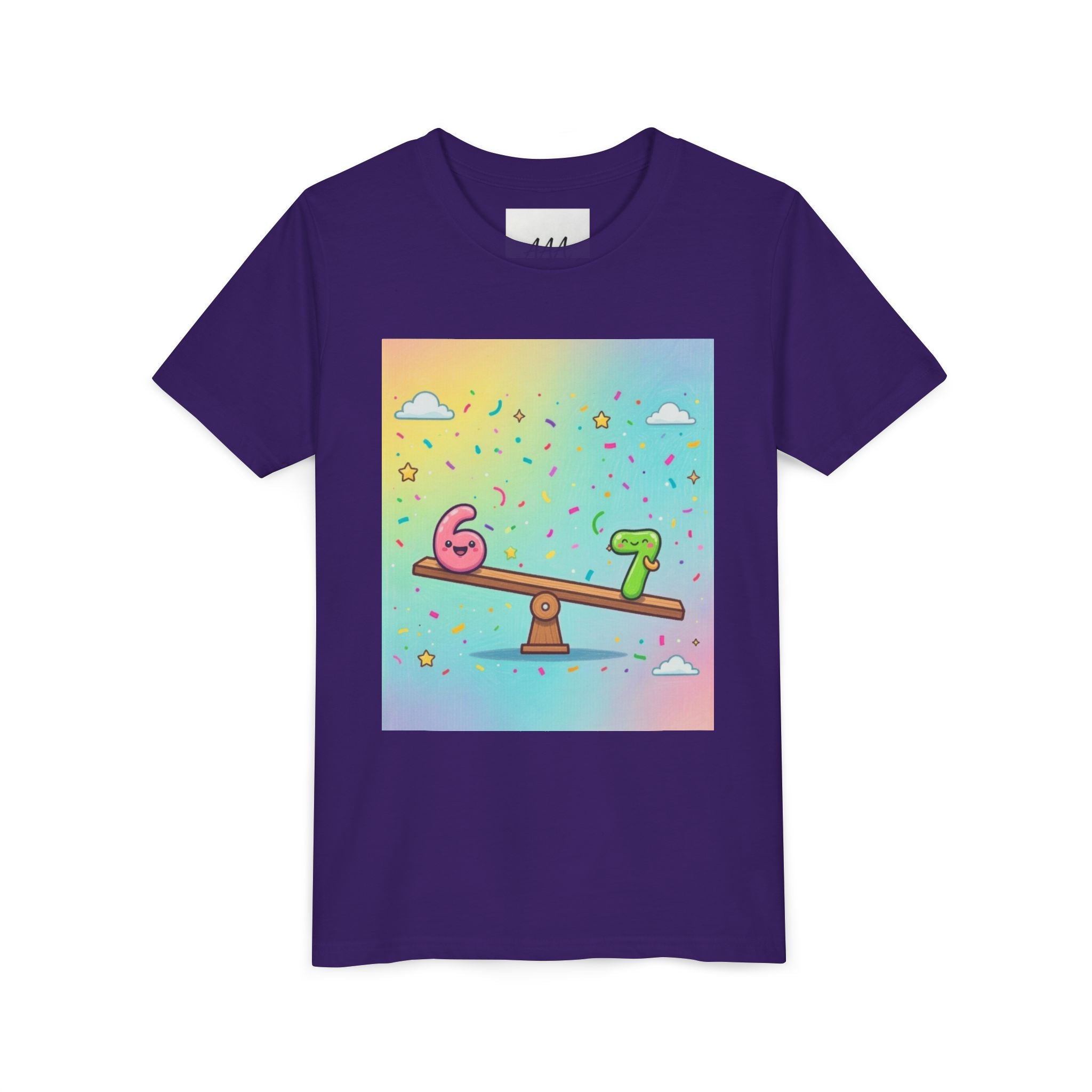 Kids 6 vs 7 Tee Colorful Seesaw Shirt