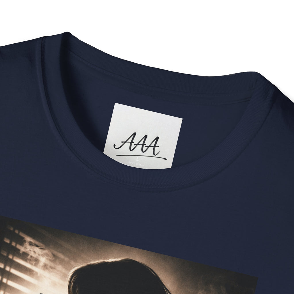 Femme Fatale silhouette T-Shirt | Noir retro poster style, red script