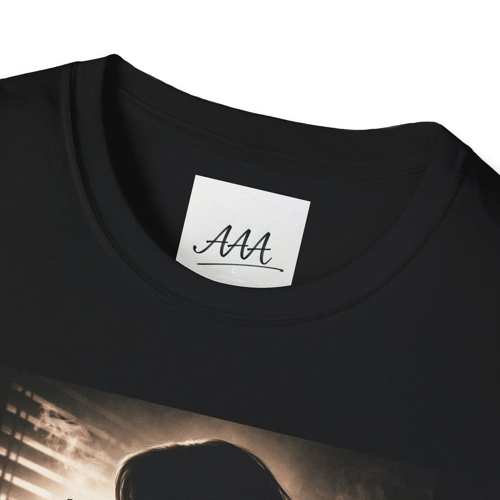 Femme Fatale silhouette T-Shirt | Noir retro poster style, red script
